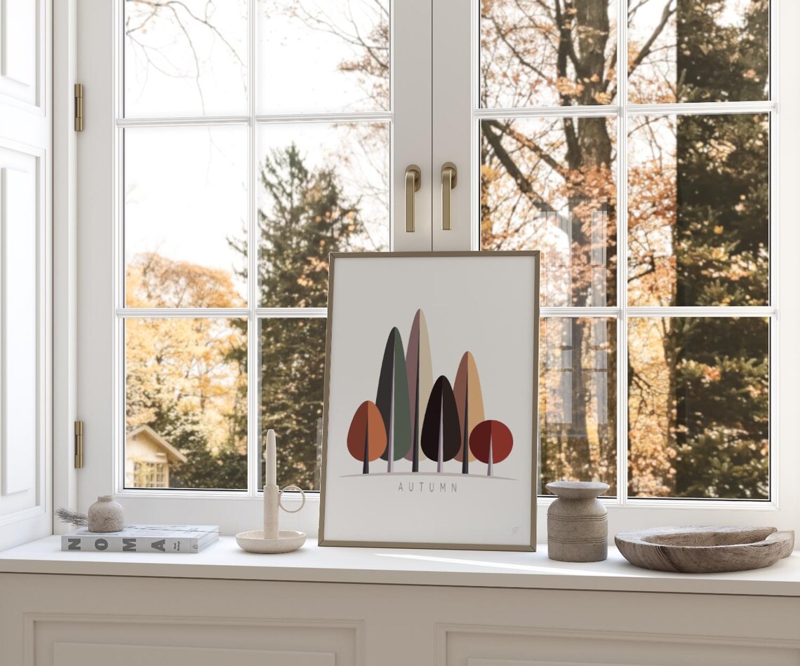 Four Seasons Tree Art Prints: Abstract Forest Set of 4, Digital ...