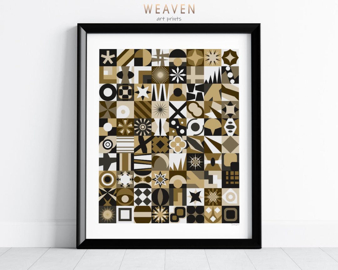 Yellow Geometric Wall Art Print, Modern Abstract Home Decor, Digital ...