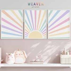 Pastel Rainbow Sun Art Print, Colorful Kids Nursery Decor, Digital Download