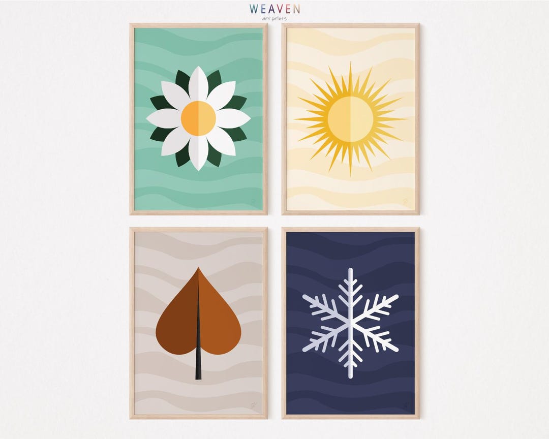 Four Seasons Art Prints Set of 4, Symbolism, Modern Nature Home Decor ...