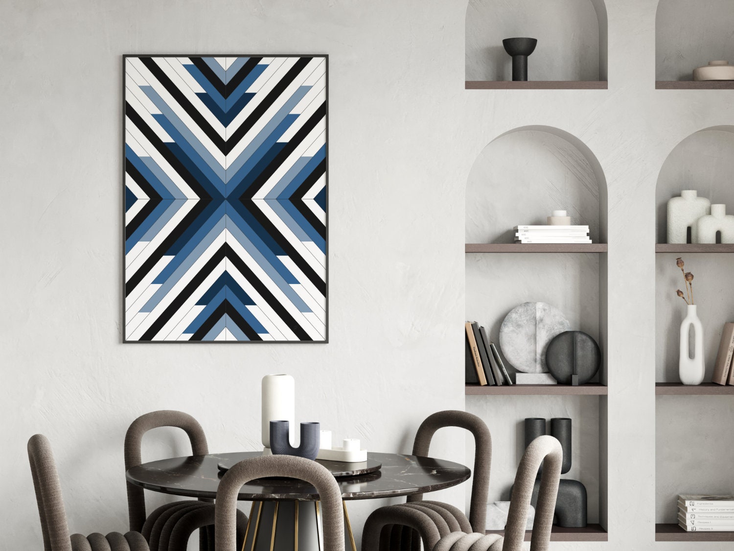 Blue Art Print, Cool Tone, Blue Black and White, Steel Blue Wall Art ...
