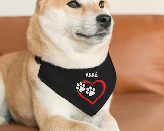 Nombre personalizado Collar de pañuelo para mascotas de San Valentín, Collar de pañuelo de perro personalizado, Pañuelo de mascota personalizado, Pañuelo de corazón de perro, Pañuelo para perros, Regalo para perros