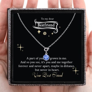 Mejor Amigo Regalo, Collar De Piedra De Nacimiento, Collar De Plata De Piedra De Nacimiento, Regalo De Cumpleaños Para Amigo, Regalo De Amistad, Mensaje De Mejor Amigo, Citas