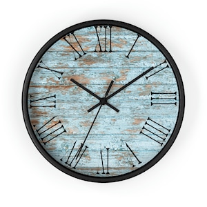 Rustic Wall Clock, Farmhouse Clock, Wooden Clock, Housewarming Gift, Barn Clock, Wood Clock, Beach House Clock, Blue Clock, Vintage Clock