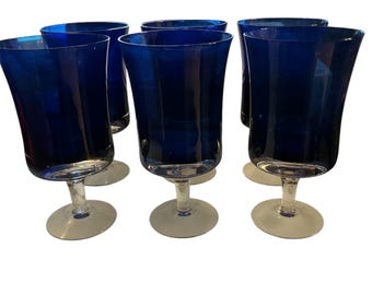 Denby Mirage kristall koboltblå vattenbägare - set om 6