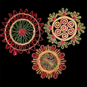 Vintage Woven Raffia Trivets Hot Pads Set of 3 Vibrant Colors