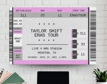 PERSONALIZED Concert Ticket Stub Wall Art Canvas | Music Lover Gift | Giant Novelty Ticket | Custom Concert Poster | Mancave Gifts for Him