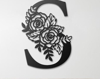 Floral Boho Initial | Large Wall Letters Sign | Letter Monogram with Flowers | Wall Art Monogram Sign | Wall Monogram | Girls Nursery Decor