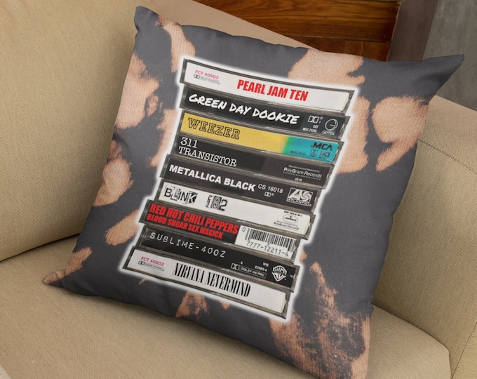 CUSTOMIZABLE 90s Retro Cassette Tapes Throw Pillow, Personalized Gift, 90s Cassette Tapes, Aesthetic Trending Music Gifts, Vintage Gifts