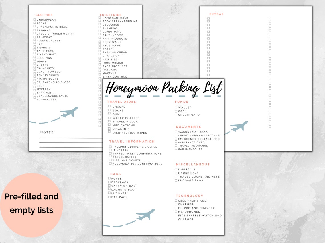 Printable Honeymoon Planner Bundle, Editable Travel Planner, Trip