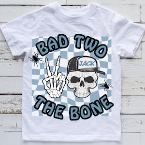 Bad Two the Bone Halloween Birthday Shirt: Personalized 2nd Birthday Tee