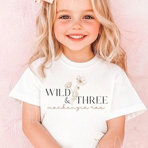 Wild and Three Birthday Shirt: Personalized Floral Third Birthday