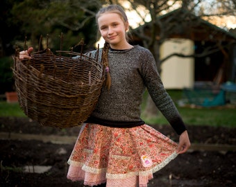 Rose romantic skirt... girls circle skirt size 6-9