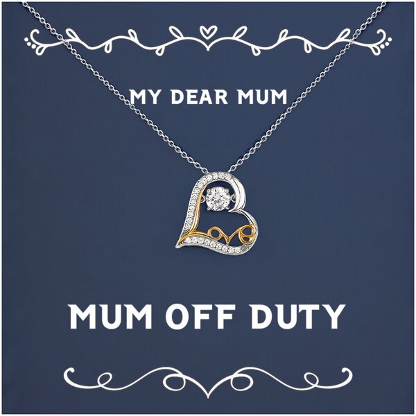 Mum Gifts For Mom, Mum Off Duty, Inspirational Mum Love Dancing Necklace, Jewelry From Daughter, Funny Mom, Funny Mother, Funny Mothers,