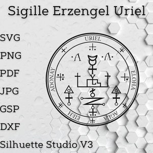 Sigillo di File vettoriale Sigillo Sigillo Arcangelo Uriel Svg Png Dxf Jpg Gsp Pdf Silhuette Studio V3 File Download digitale Protezione della magia degli angeli