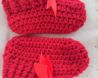 Handmade Kinitted Toddler Baby Boots ,Boots  Ruby Red for baby