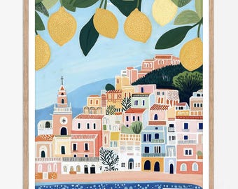 Amalfi Coast Art Print: Positano Italy Travel Poster