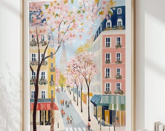 Champs-Élysées Paris canvas wall art: Colorful Travel Poster