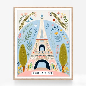Eiffel Tower Paris Print, French Travel Poster, Paris Wall Art, Heritage Painting, Parisian Art Print, Travel Print