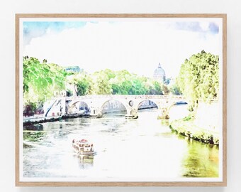 « Peinture à l'aquarelle de la Cité du Vatican, impression d'art de Rome, téléchargement numérique » par BelloArtPrints