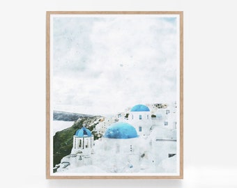 Santorini Greece digital art: Travel Poster Wall Decor (Instant Download)