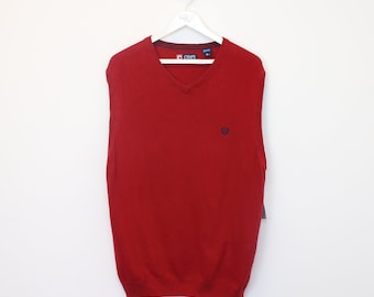 Vintage Chaps knitted sweatshirt gilet in red. Best fits L