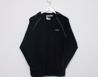Vintage Adidas Kapuzen-Fleece in schwarz. Am besten passt L