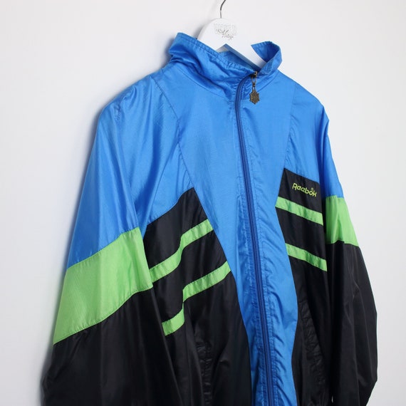 Vintage Reebok track jacket in blue, black and gr… - image 3