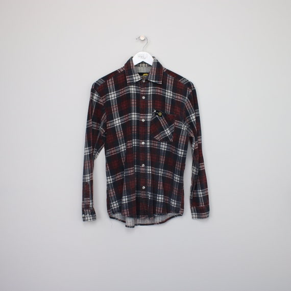 Vintage Jack Field flannel shirt in burgundy and … - image 1