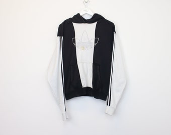 Vintage Adidas Hoodie in schwarz-weiß. Beste Passform M