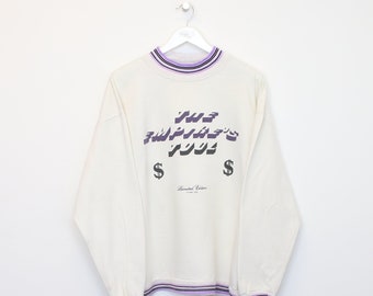 Sweat-shirt sans marque vintage crème et violet. Taille idéale pour le L