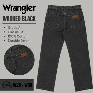 Wrangler jeans relaxed / straight leg - Washed Black - Grade A - From W28 To W38 image 3