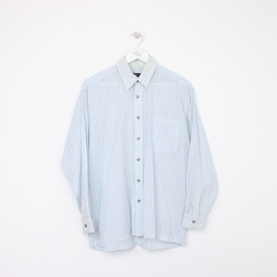 Vintage Aquascutum striped shirt in blue and whit… - image 1
