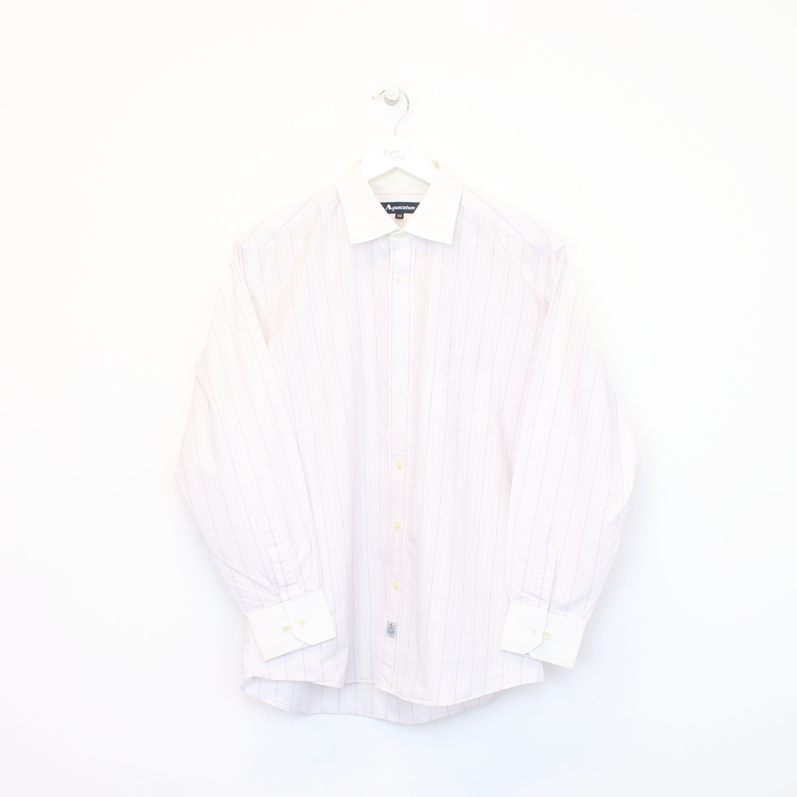 Vintage Aquascutum Striped Shirt in White and Purple. Best Etsy UK