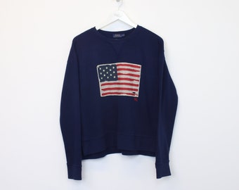 Vintage-Sweatshirt von Polo Ralph Lauren in Marineblau. Passt am besten zu S