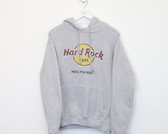 Sweat à capuche vintage Hard Rock Cafe gris. Taille idéale pour le L