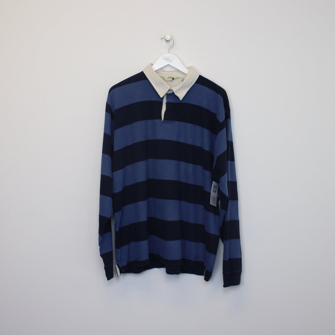Vintage Eddie Bauer Rugby Shirt in Blue and Navy. Best Fits XL Etsy