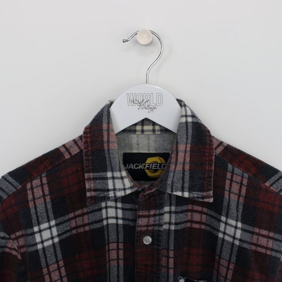 Vintage Jack Field flannel shirt in burgundy and … - image 3