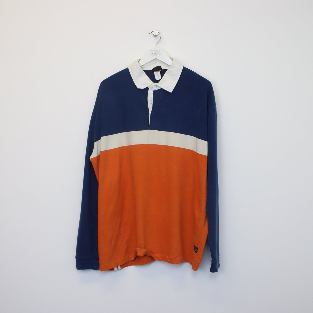 Vintage Patagonia Rugby Shirt in Blue White and Orange Best Etsy