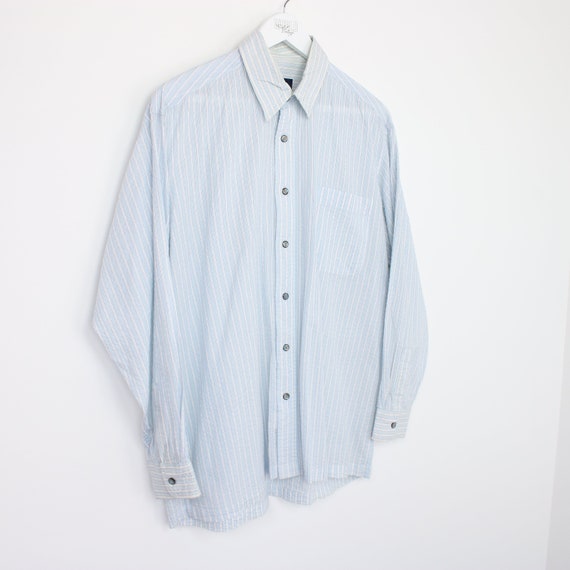 Vintage Aquascutum striped shirt in blue and whit… - image 2