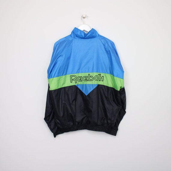 Vintage Reebok track jacket in blue, black and gr… - image 2