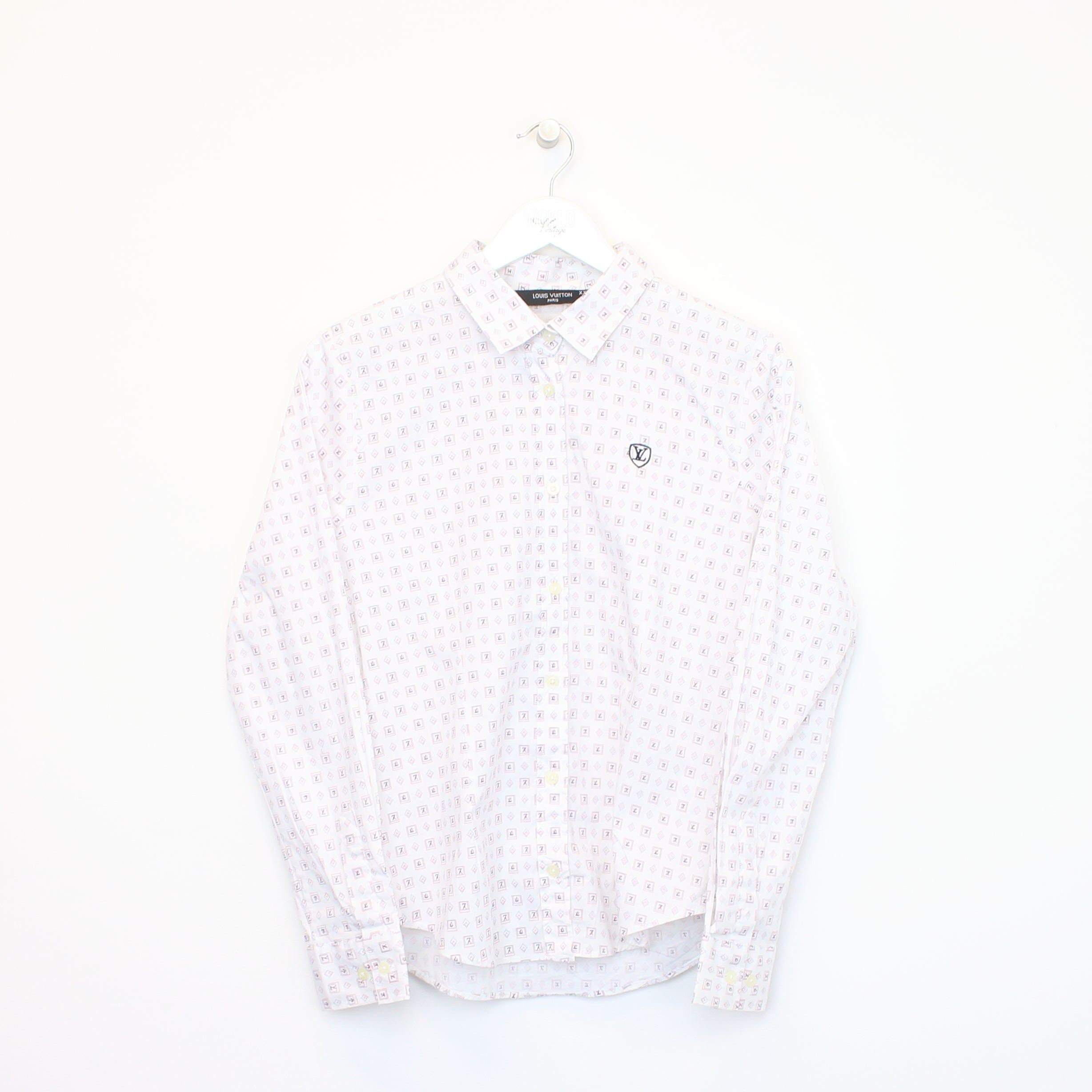 Louis Vuitton Front Button Short Sleeve Brown & Beige Monogram Shirt  Women/Men