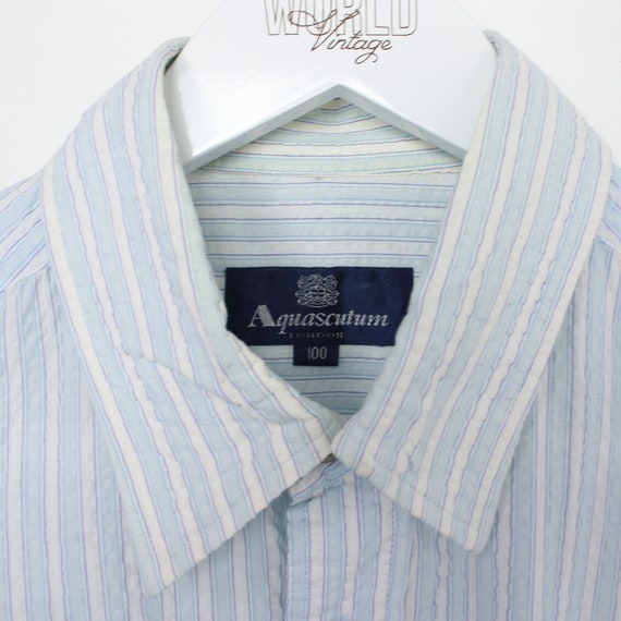 Vintage Aquascutum striped shirt in blue and whit… - image 3