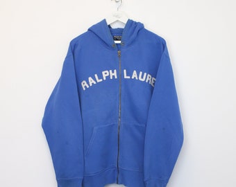 sweat-shirt Ralph Lauren vintage avec fermeture éclair sur toute la longueur en bleu. Taille idéale pour le L