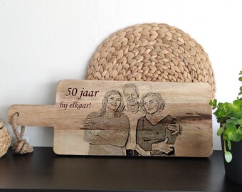 Extra Long Tapas Board With Photo Engraving Xl 54x20x2.2