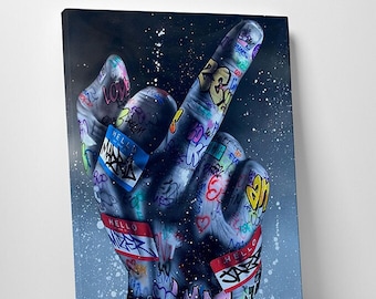 Graffiti Rude Middle Finger Canvas Art Wall Art Print Picture Banksy Style Canvas Home Decor -D83