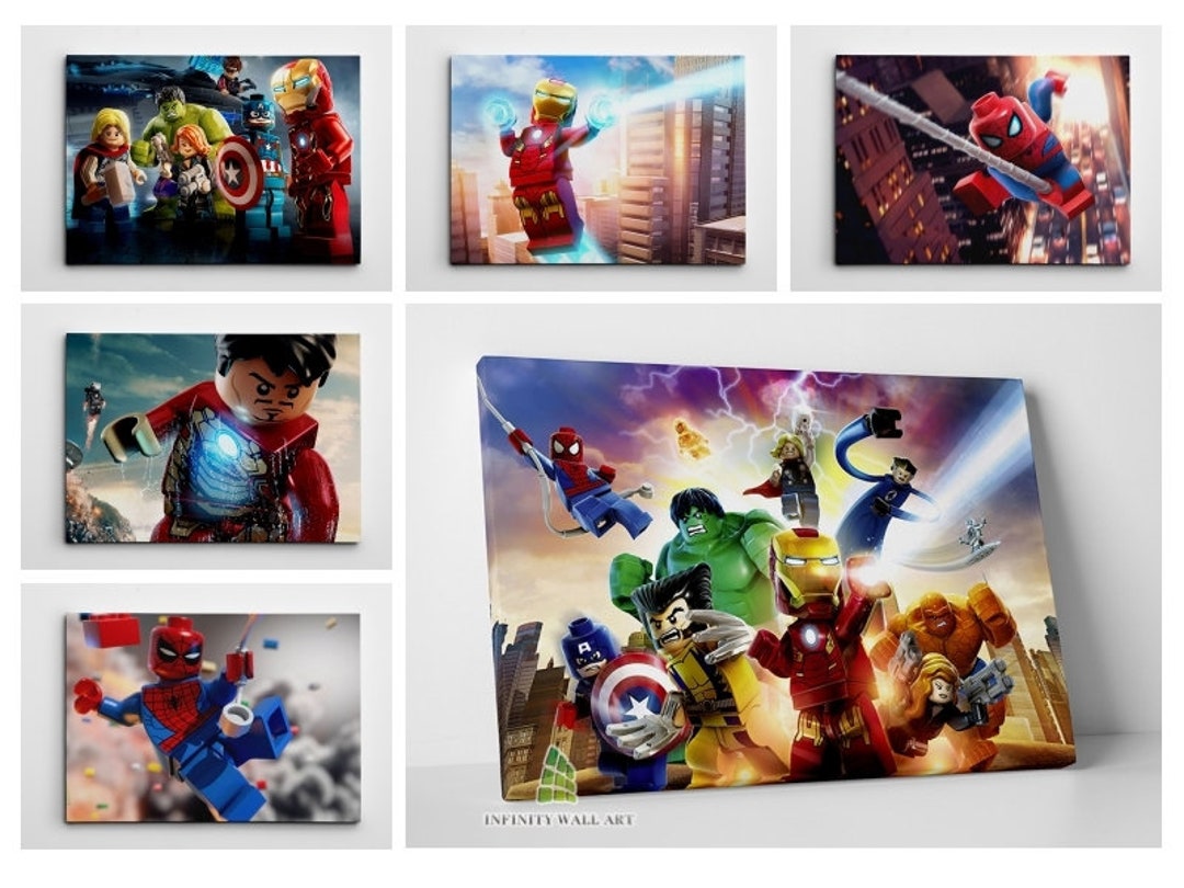 Superhero Lego Canvas Art Children Kids Nursery Canvas Wall Etsy UK