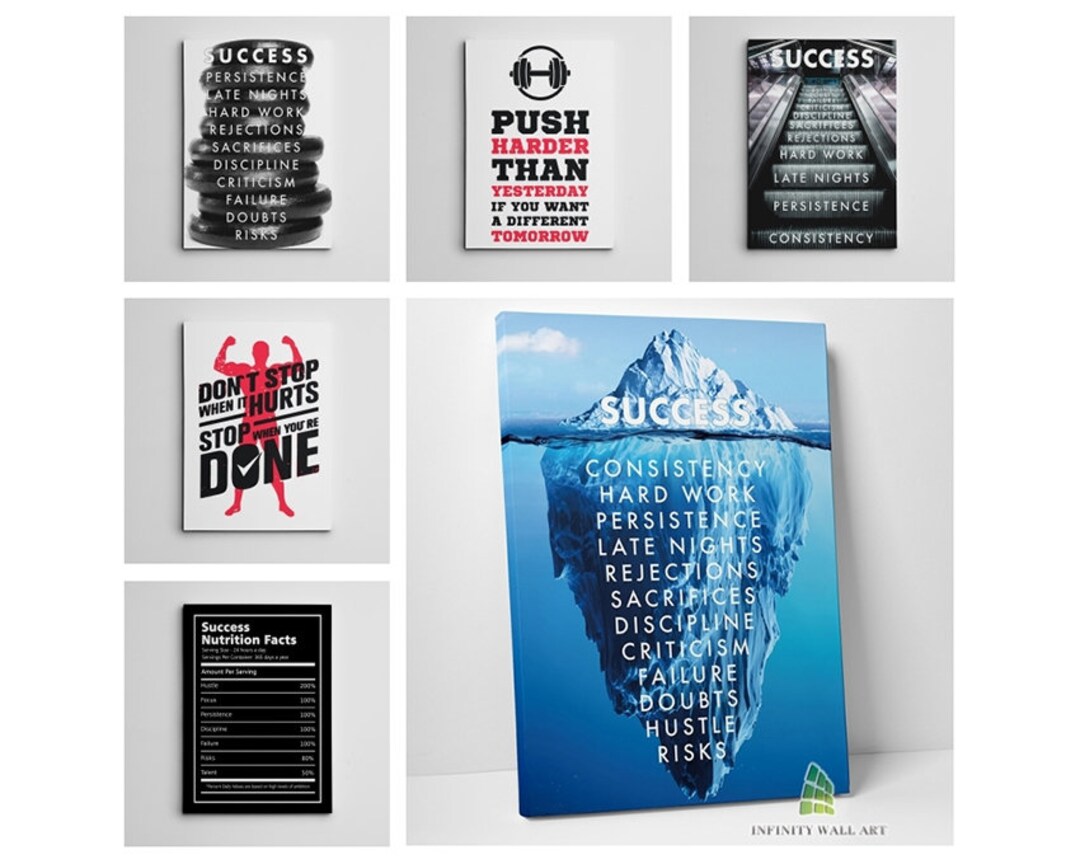 Success Motivational Inspirational Quote Canvas Art Wall Art Print ...