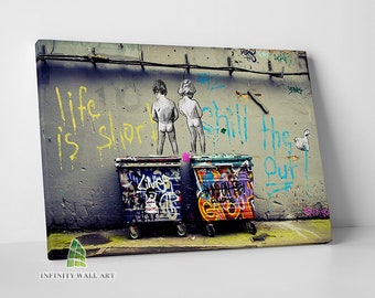 Banksy Life is Short Canvas Art Graffiti Print Picture Abstract Wall Art Canvas Decor --C591