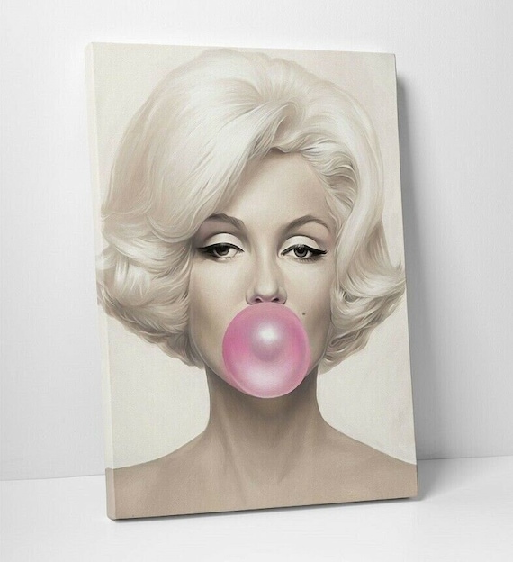 Marilyn Monroe Blowing Pink Bubble Gum Canvas Print Wall Art - Etsy UK